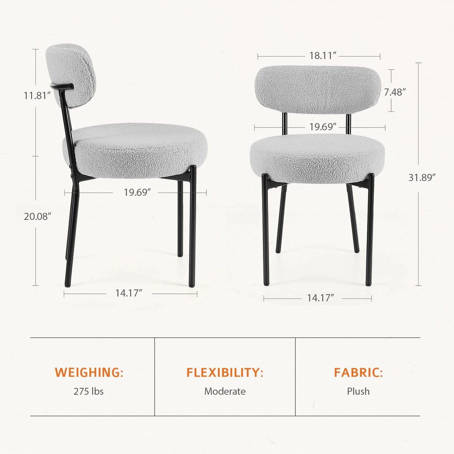 Round Dining Chairs Set of 2