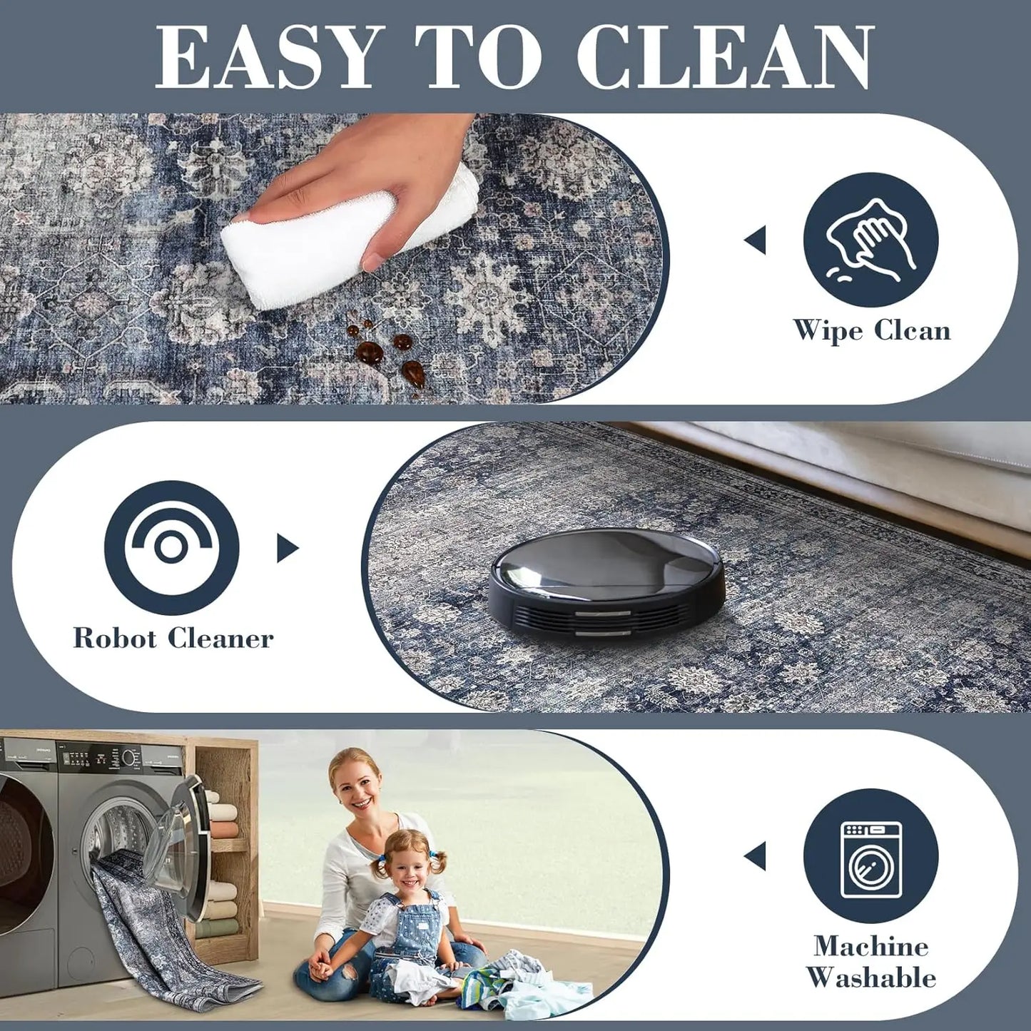 Area Rug Floral Distressed