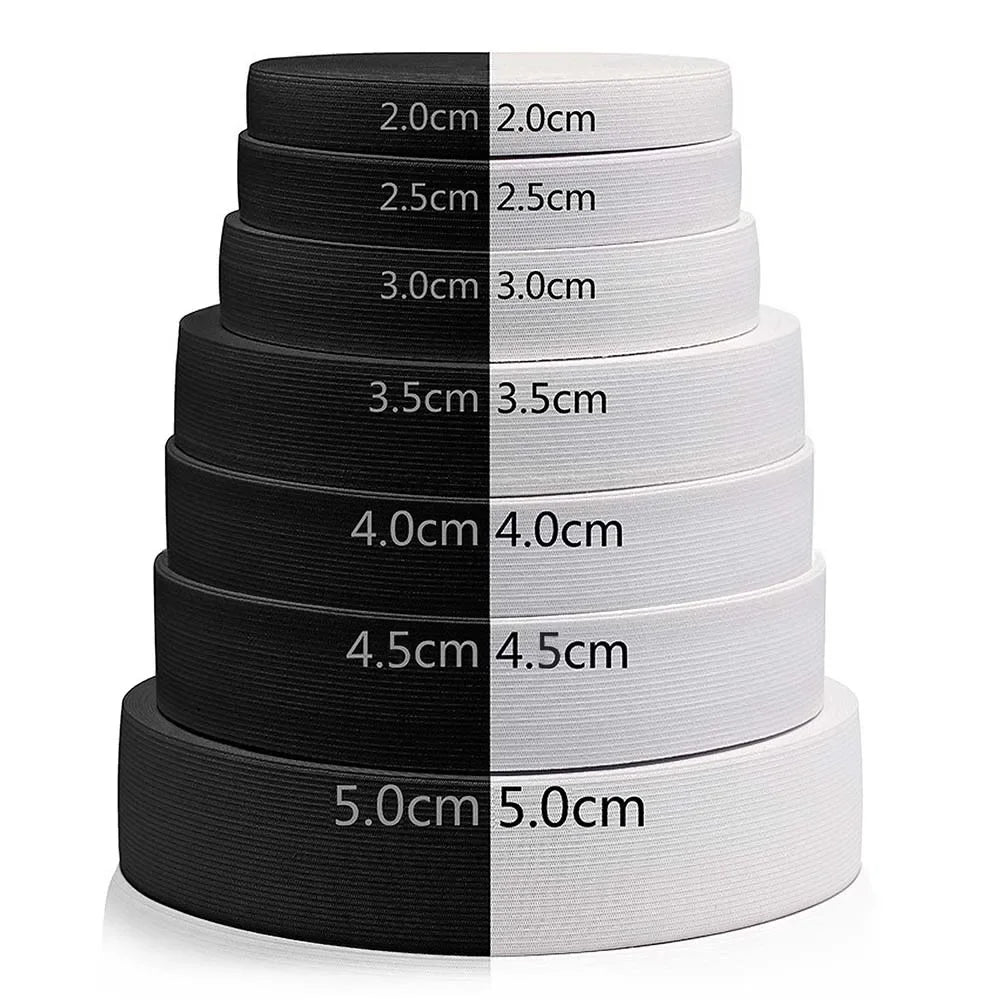 Flat Elastic Band Black White Rubber Band