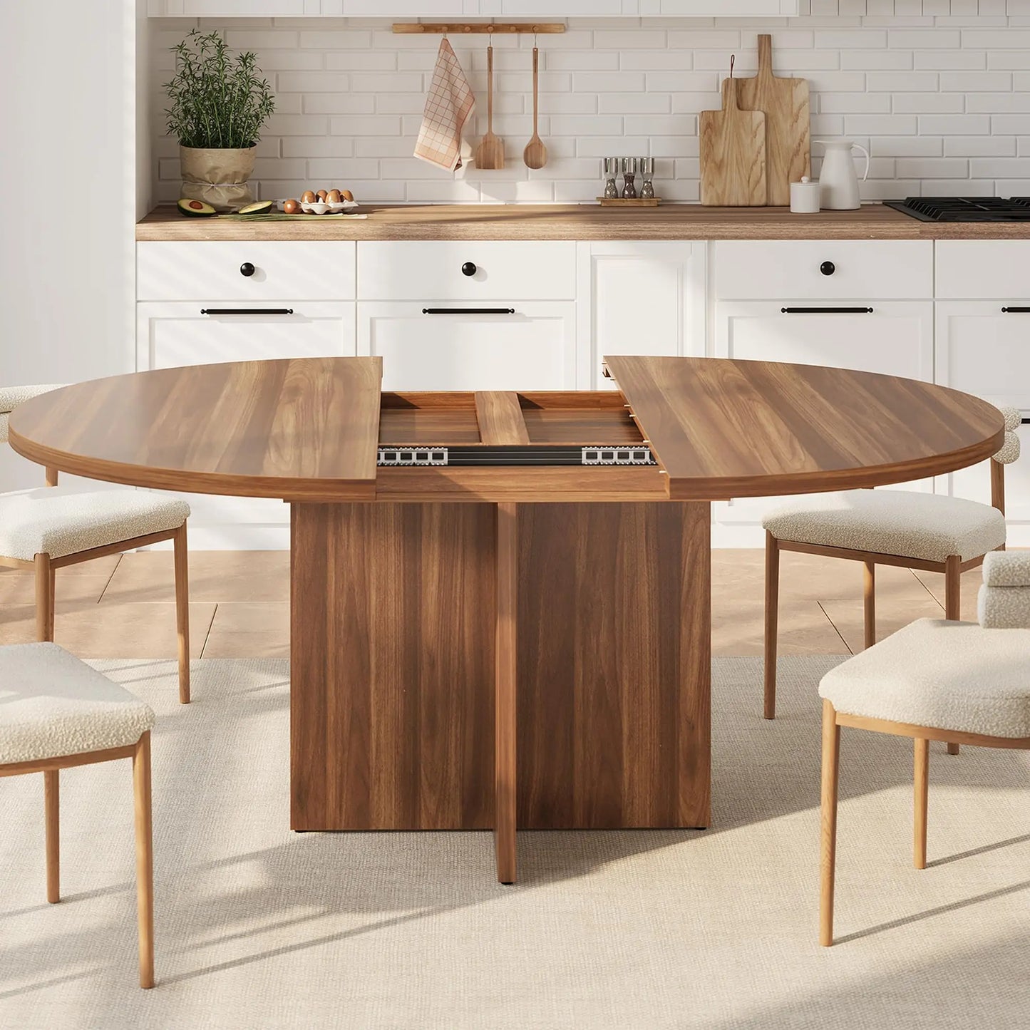 Round to Oval Dining Table For 4-8