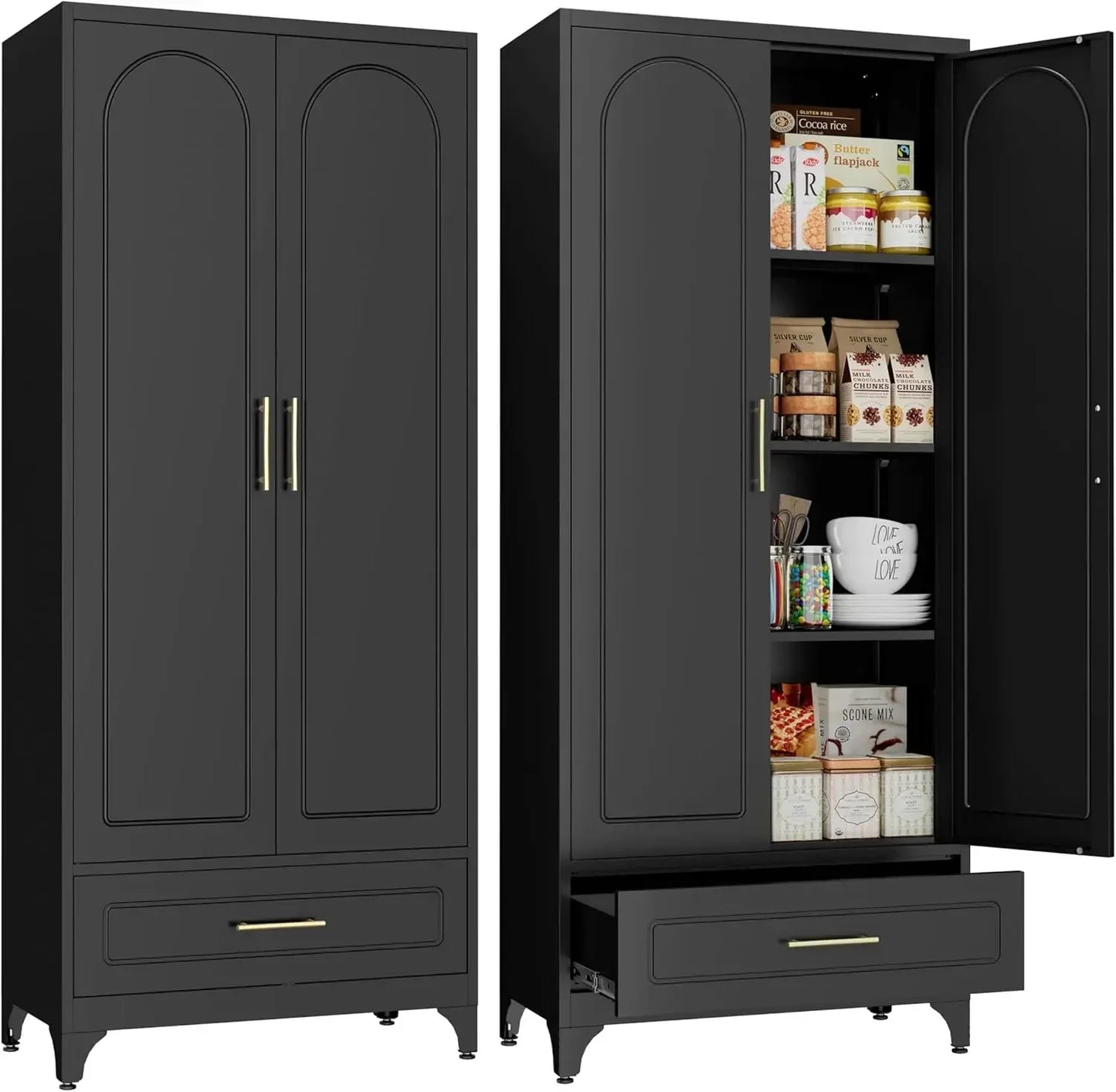 Black Metal Storage Cabinet 75 Inch Tall