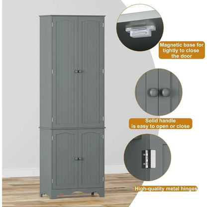 72" Tall Pantry Cabinet Freestanding Wooden