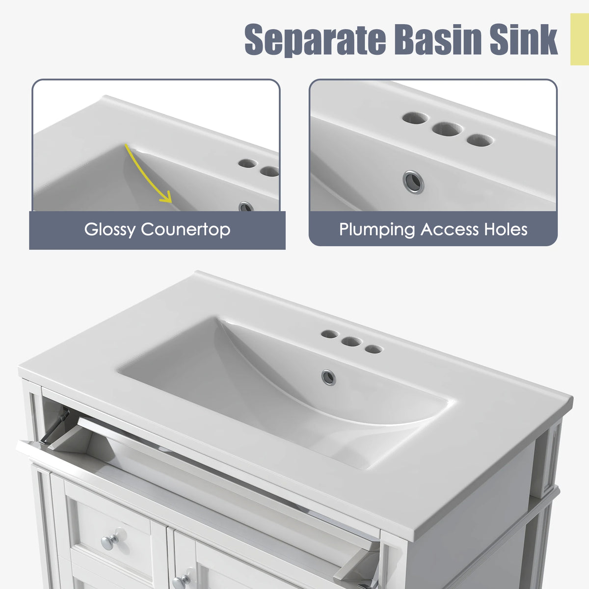 30'' Modern Bathroom Vanity with Sink