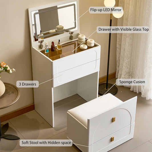 3-in-1 Dresser with Flip-Up Mirror and Light