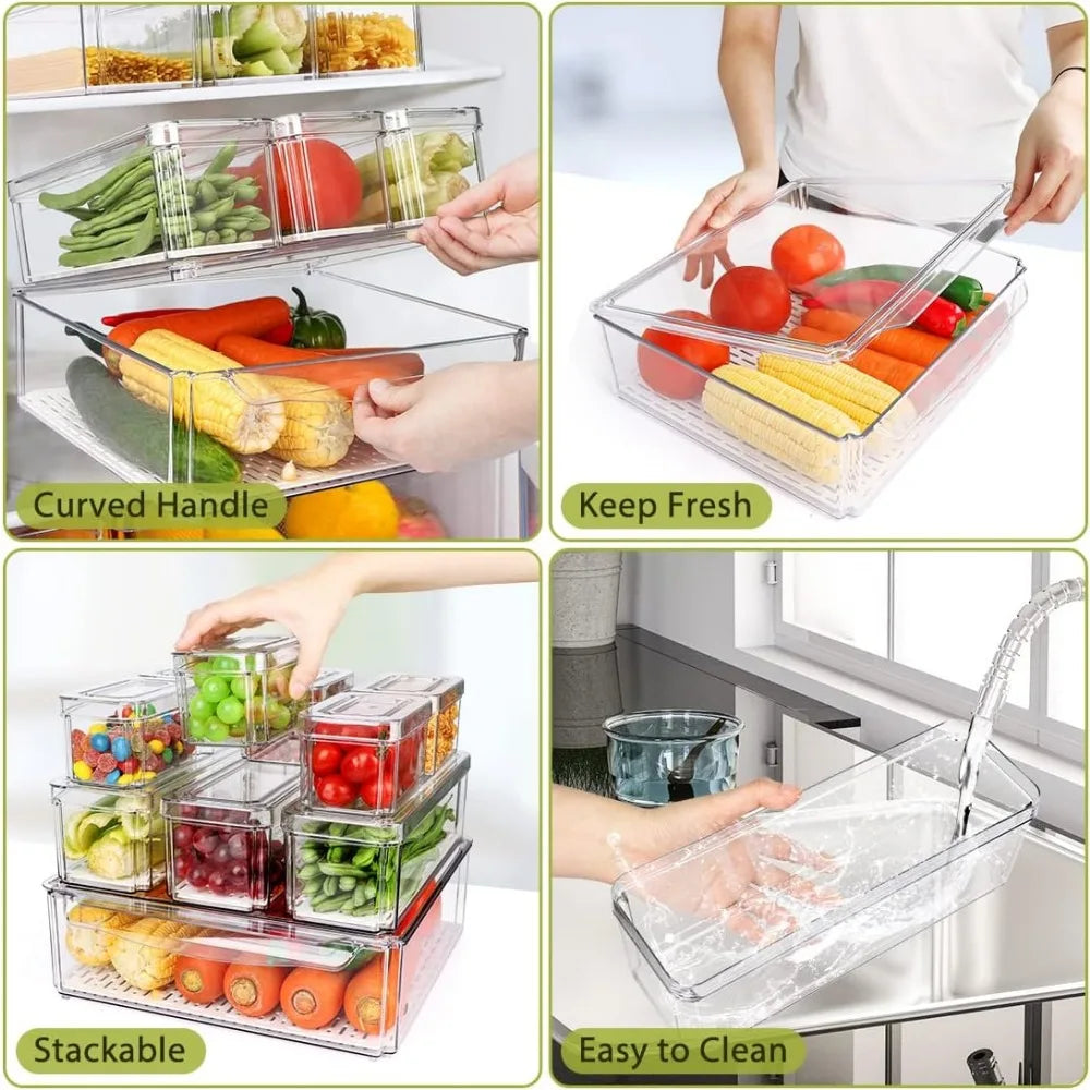10 Pack Refrigerator Pantry Organizer Bins