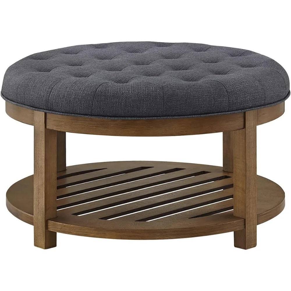 Large Round Upholstered Ottoman