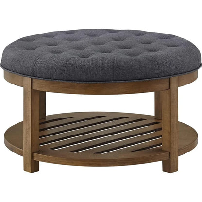 Large Round Upholstered Ottoman