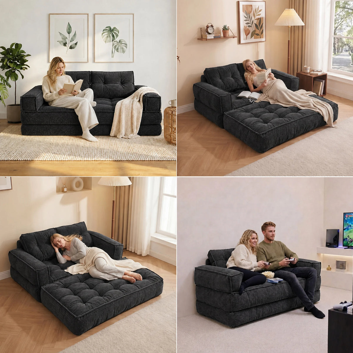 51" 2-Seater Modular Corduroy Sofa