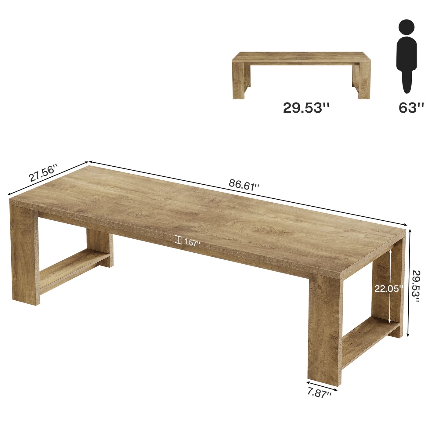 86.61-Inch Dining Table for 6-8 People