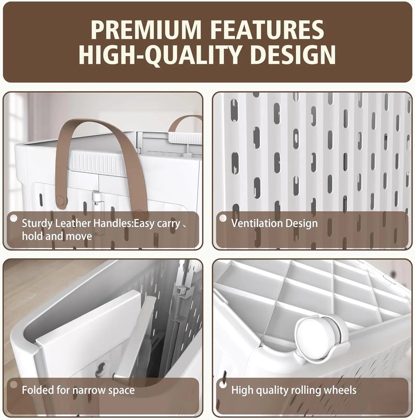 Laundry Basket with Wheels and Handle