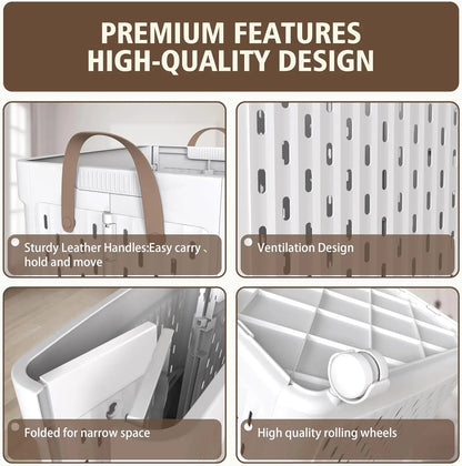 Laundry Basket with Wheels and Handle