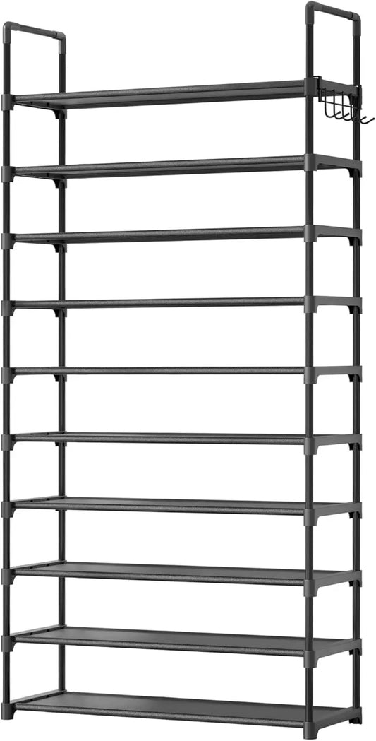 10-Tier Shoe Rack with Hooks