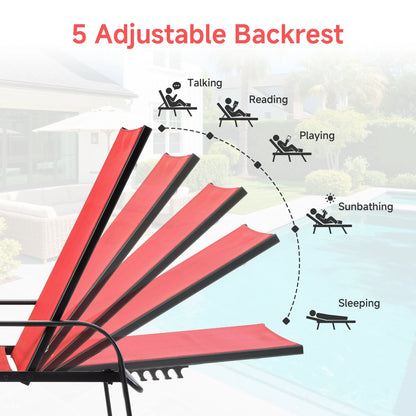 JHK Folding Portable 8-legged Beach Chair Outdoor Sun Chairs with Armrests Metal Frame Lounge Recliner Chair for Patio Backyard