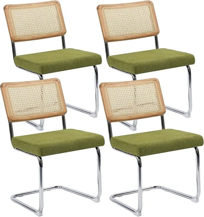 Modern Cane Dining Chairs, Set of 4