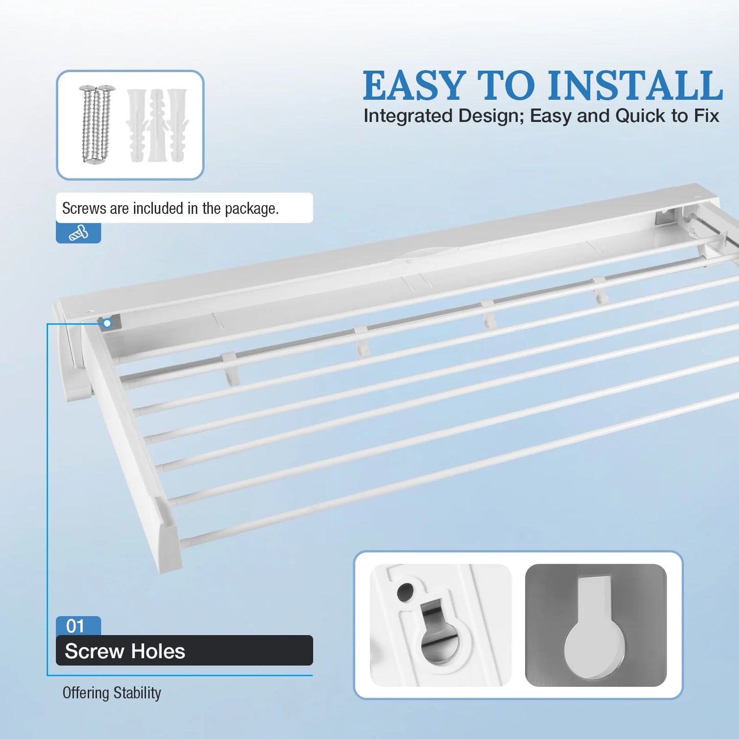 Wall Mount Clothes Drying Rack