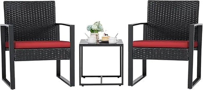 3 Pieces Outdoor Patio Wicker Furniture Set