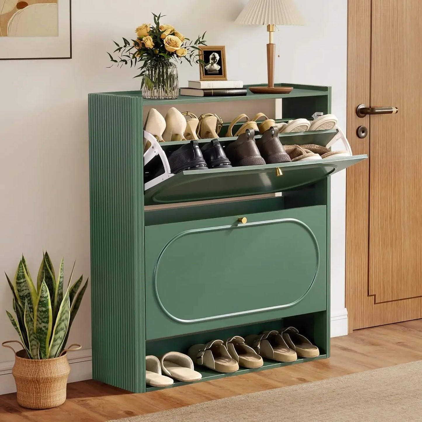 Set of 1-2 Fluted Shoe Cabinets