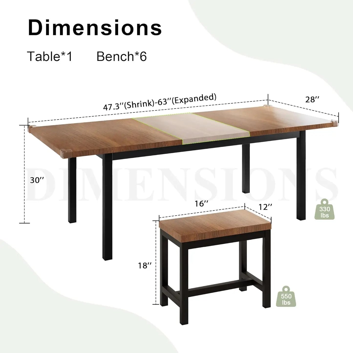 7-Piece Extendable Dining Table Set