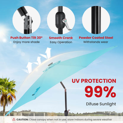 JHK 10FT Solar Patio Umbrella