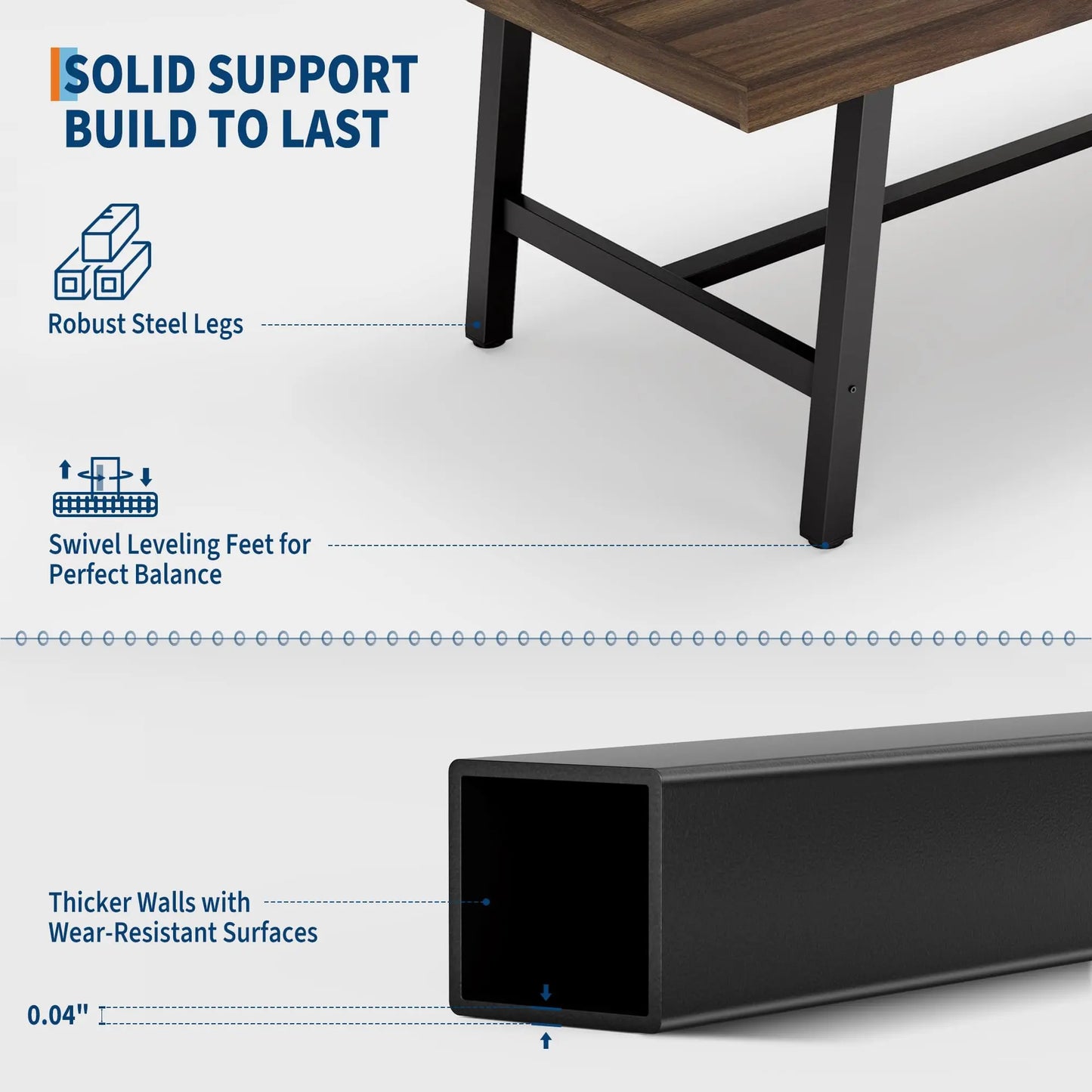 70.87" Industrial Dining Table For 6-8