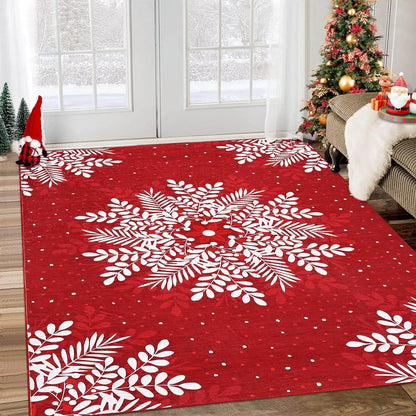 Christmas Snowflake Washable Area Rug Soft