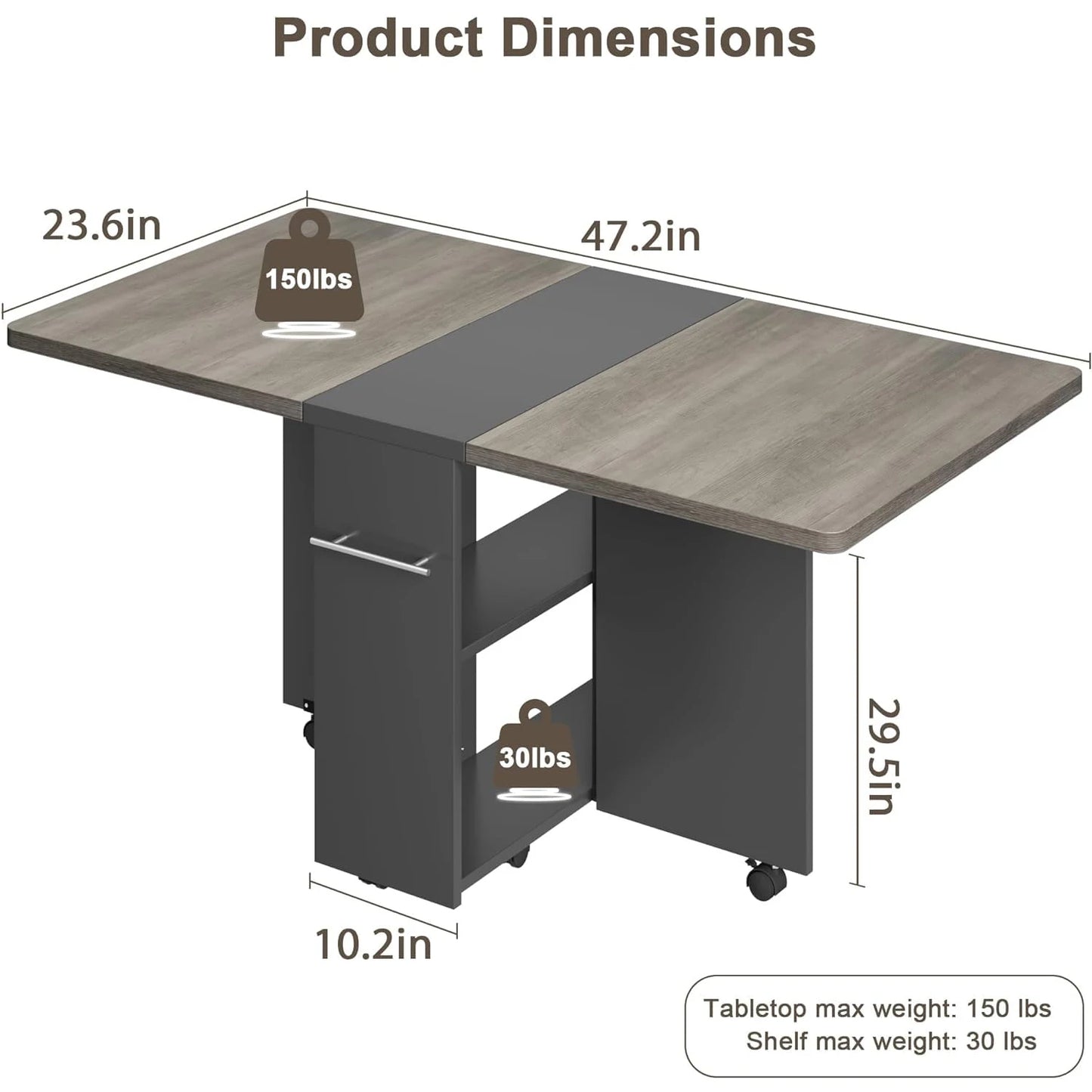 Folding Dining Table With Storage Shelf