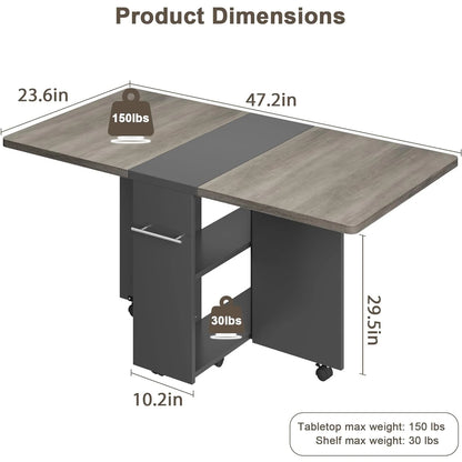 Folding Dining Table With Storage Shelf