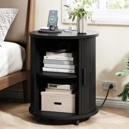 Fluted Round End Table