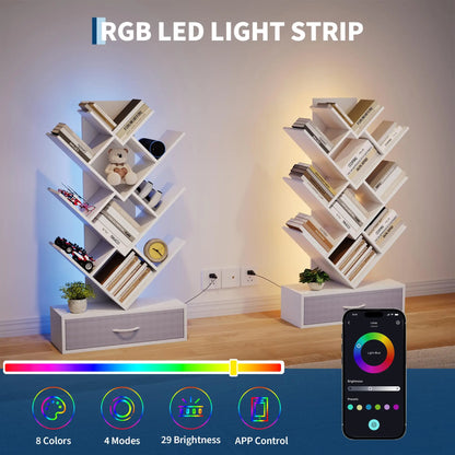Tree Bookshelf with LED Lights