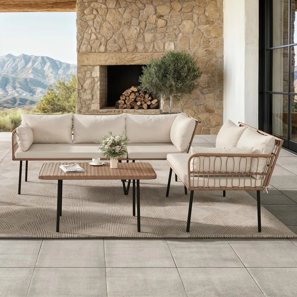 4-Piece Wicker Patio Furniture Set