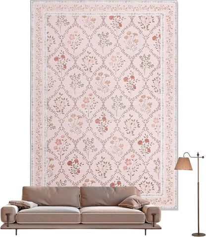 5x7 Pink Floral Rug