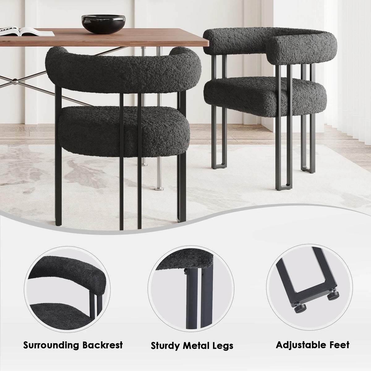 Upholstered Dining Arm Chairs Set of 2