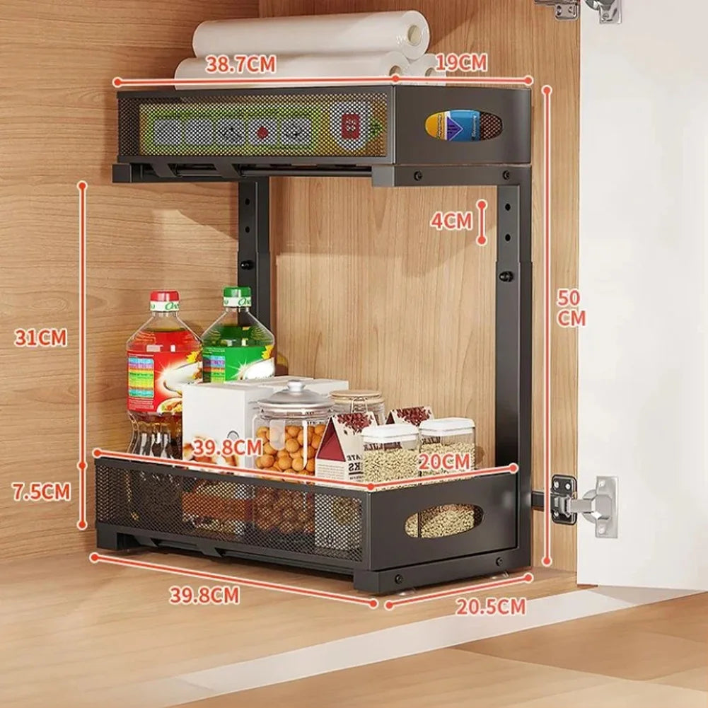 Black 2 Tier  Under Sink Organizer