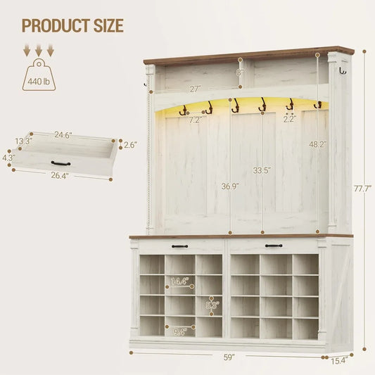 Hall Tree with Bench and Shoe Storage