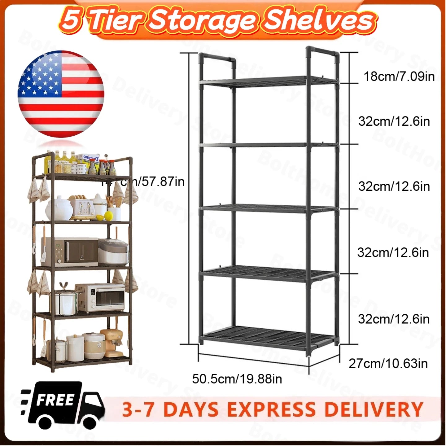 5-Shelf Adjustable Storage Shelves