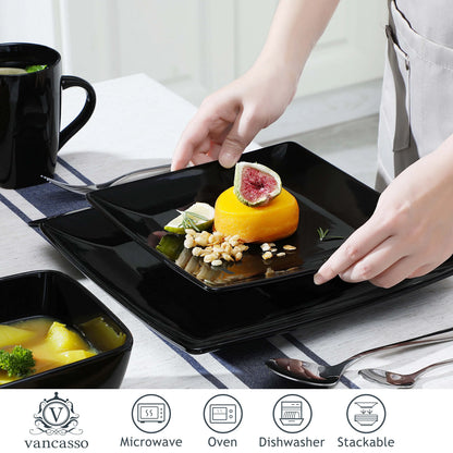 16/32/48-Piece Black Ceramic Set