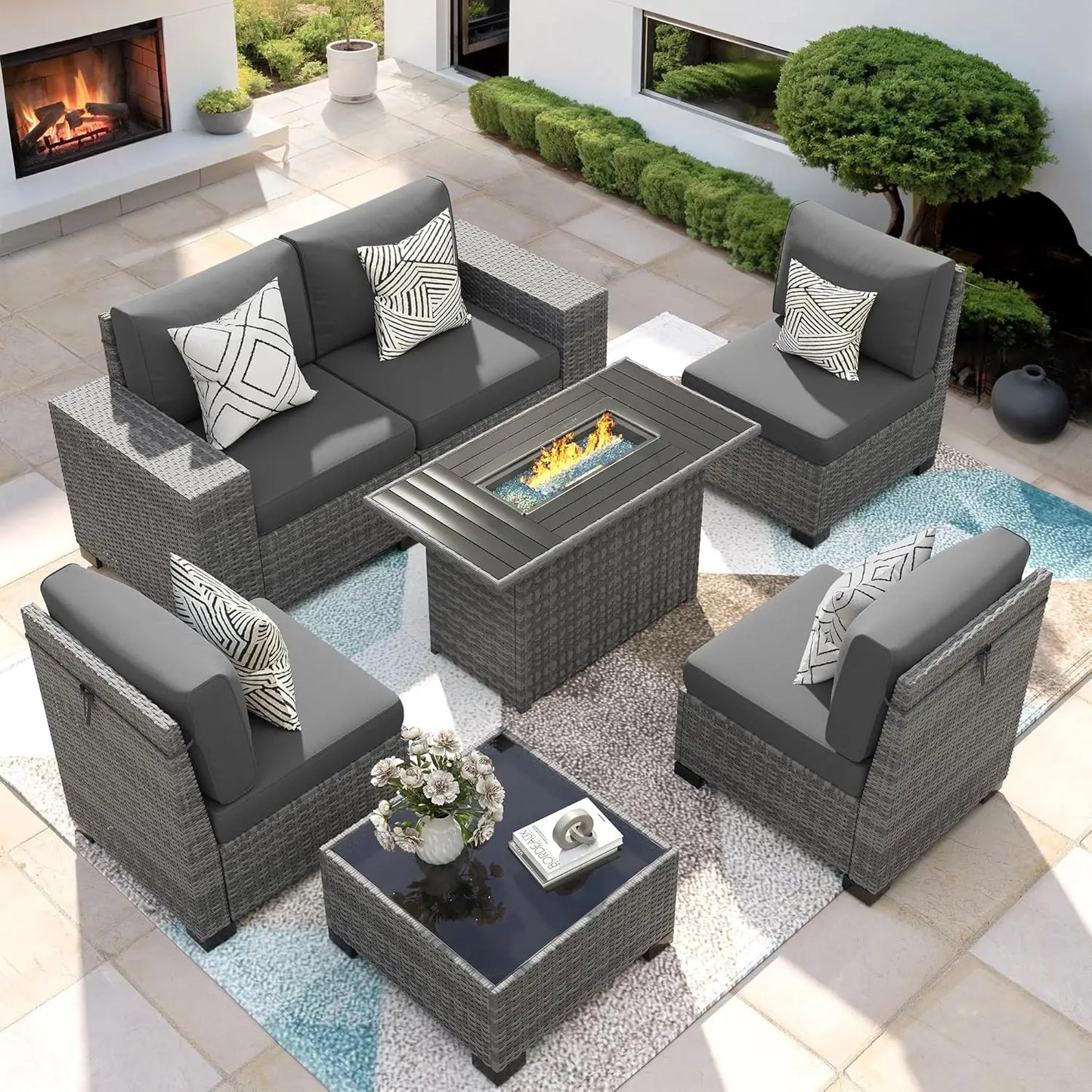 Furniture Set with Fire Pit Table