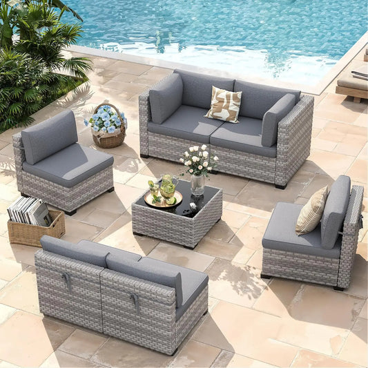 6-Seat Outdoor Wicker Set