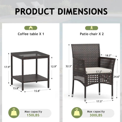 Outdoor 3 Piece Patio Furniture