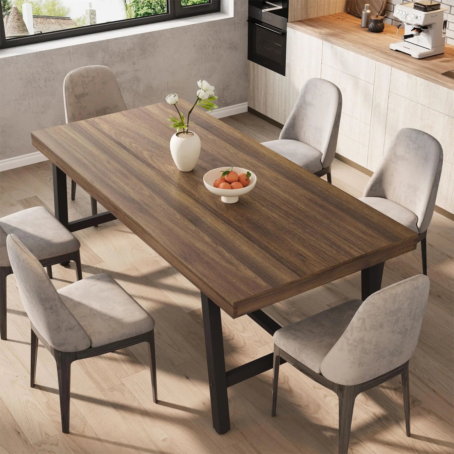 70.87" Industrial Dining Table For 6-8