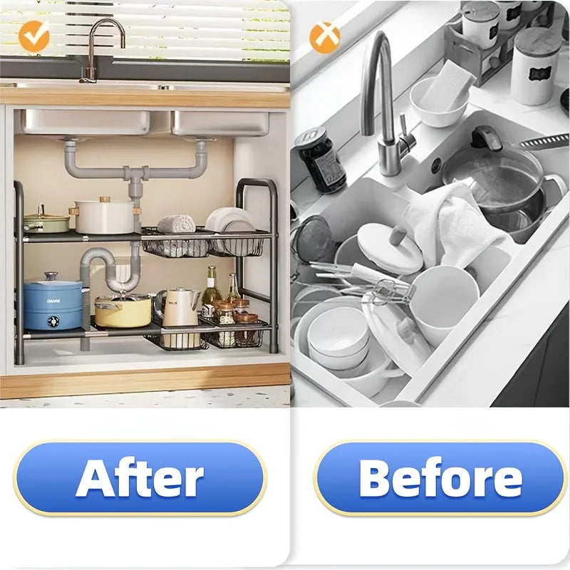 HOMEFISH 1pc 2-Tier Under Sink