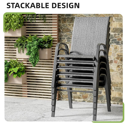 Stackable All-Weather Patio Chairs Set of 6