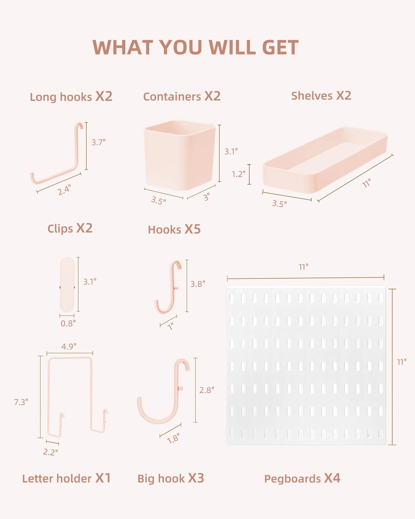 Deli Pink 4pcs Pegboard