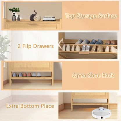 Thicken Rattan Shoe Cabinet