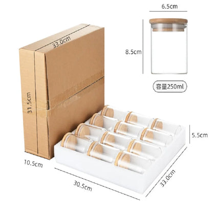 12pcs/set Airtight Glass Storage Jar