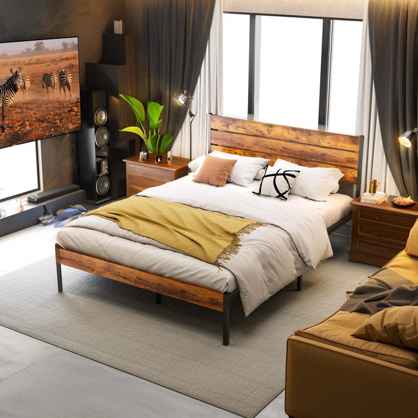 Queen Size Metal Platform Bed Frame