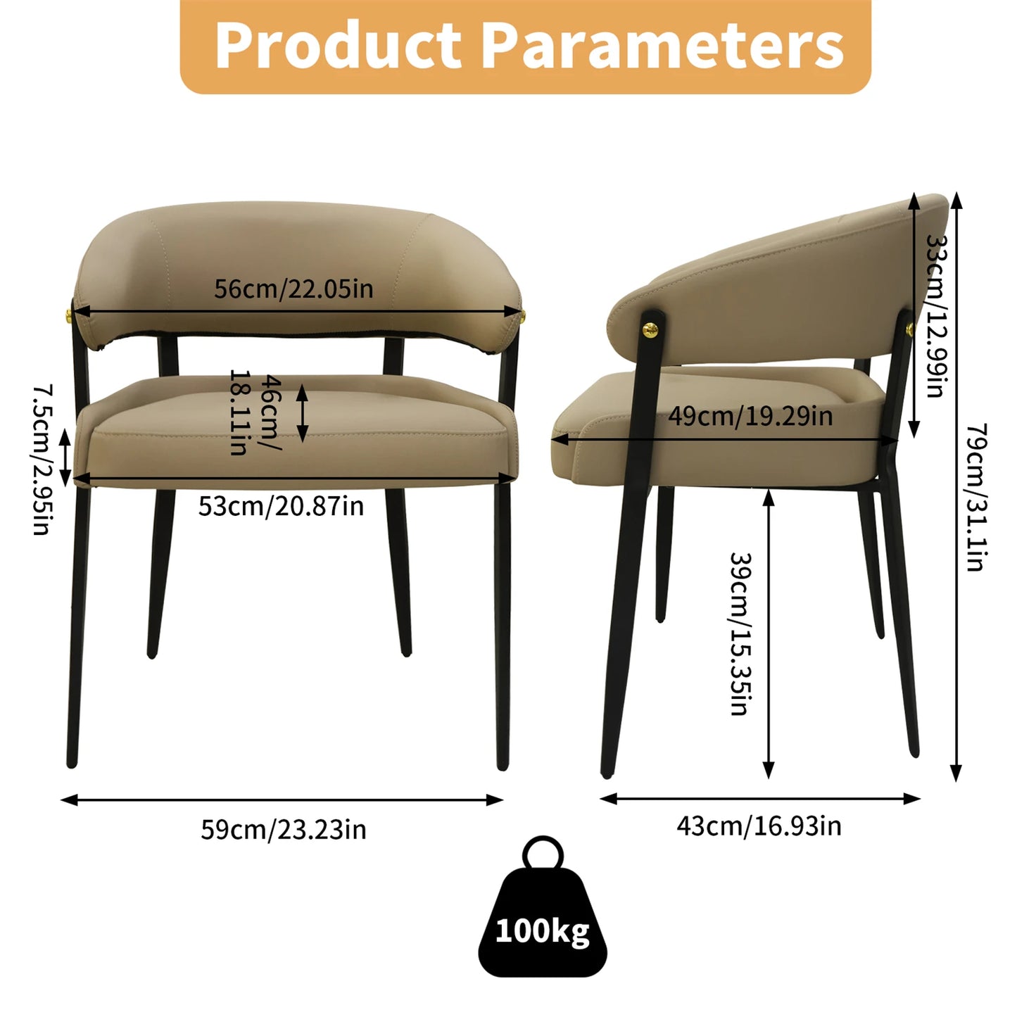 Set of 2 Luxury  Dining Chairs