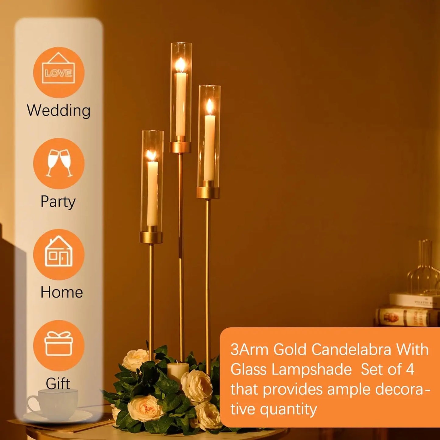2/4/6/8/10pcs Gold Candelabra