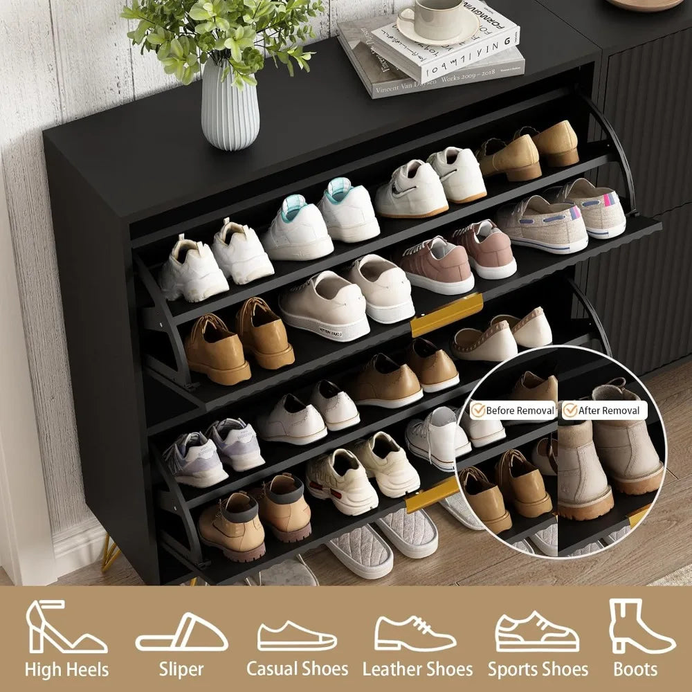 Fluted  Shoe Storage Cabinets