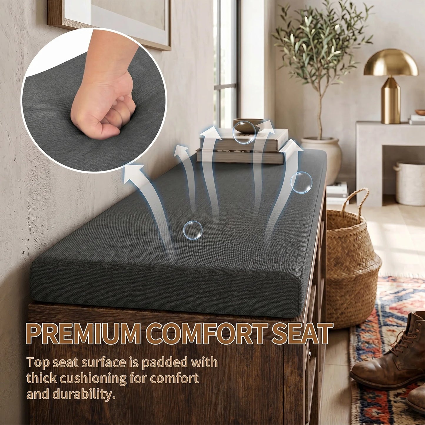 Shoe Storage Bench with Cushion